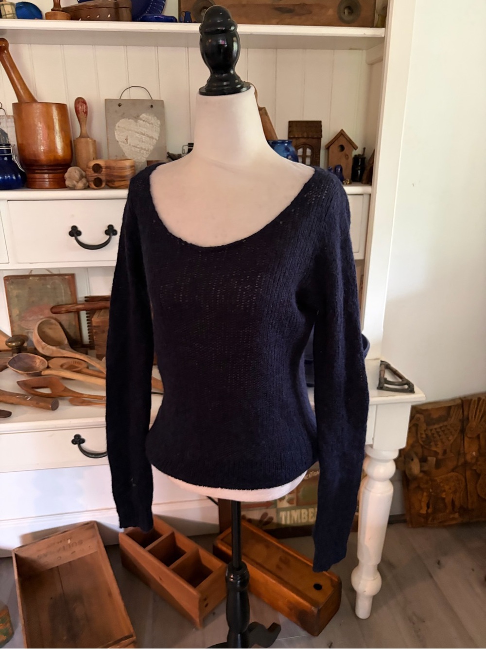 Brandy Melville Classic Women's Scoop Neck Sweater - Navy